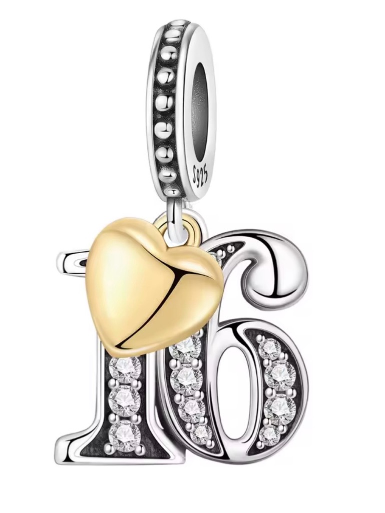 Sterling Silver 16 Initial Charm With Gold Heart Accent 25$